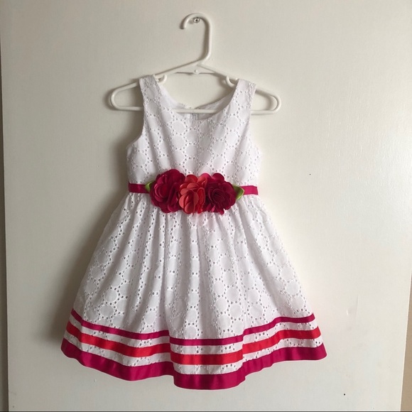 Sweet Heart Rose Other - Sweet Heart Rose White Eyelet Girls size 3T Special Occasion Dress Pink Ribbon